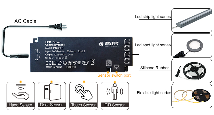 Interruptor de luz LED para puerta de gabinete ONOFF con sensor de gatillo de puerta01 (15)