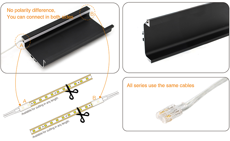 12VDC Cabinet handle-free strip light-no polarity differenc