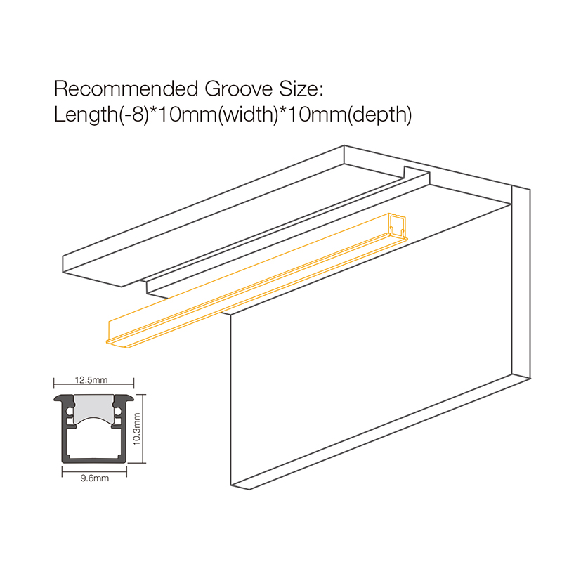 Cabinet cutting Led Strip light-Recessed mounting