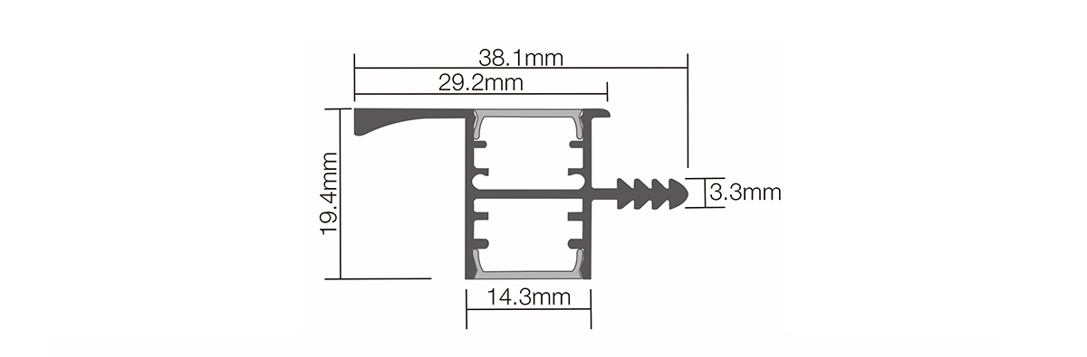 F01D-Recessed Wooden LED Strip Shelf Light-Section size