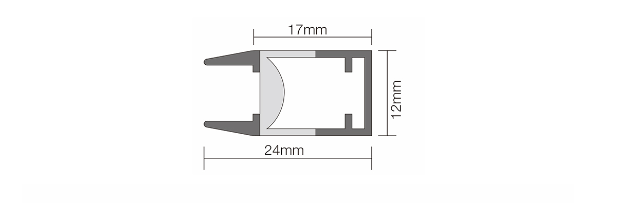 G02-12V DC Surfaced Glass Strip light-section size