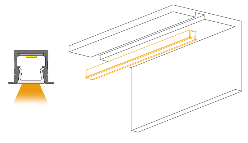 MH01B-Golden Cover LED Cabinet Strip light-Installation