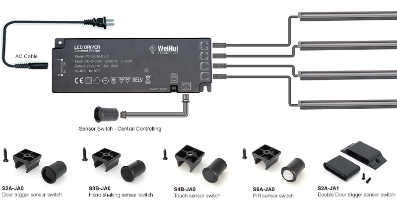 MH02B-Sleek Square LED Cabinet Strip Light-connection2