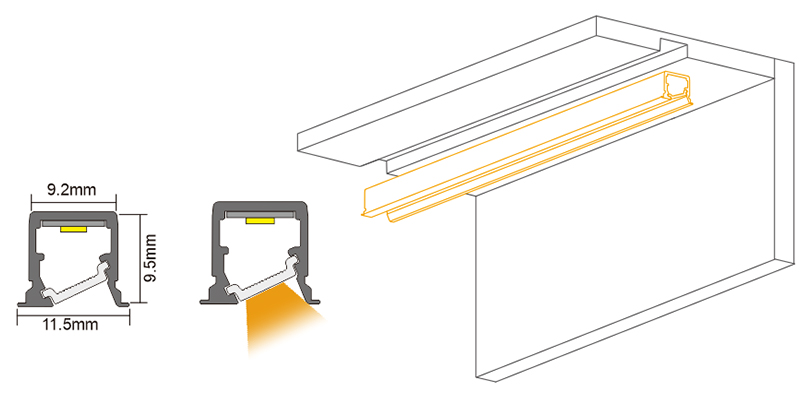 MH02B-Sleek Square LED Cabinet Strip Light-installation