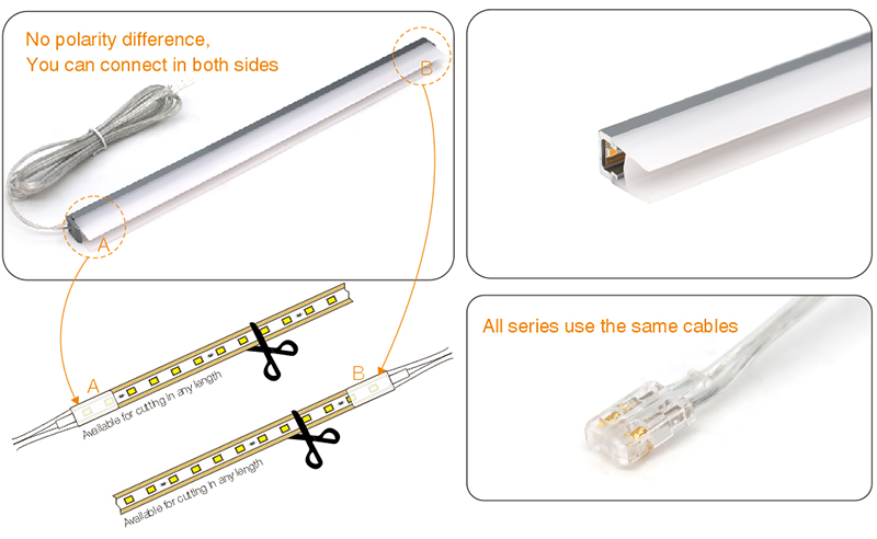 MH04B-Golden Cover LED Glass Strip light-No polarity difference