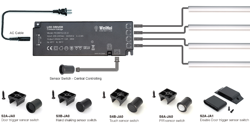 MH04B-Golden Cover LED Glass Strip light-connection2