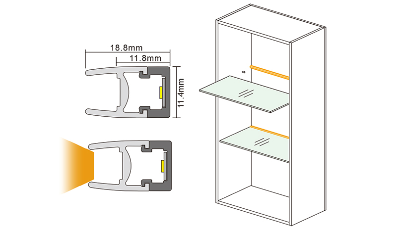 MH04B-Rear-mounted glass shelf cabinet light-installation