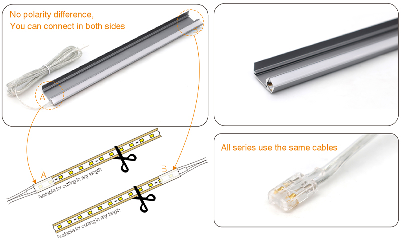 MH06B-LED Front shelf cabinet lights-No polarity difference