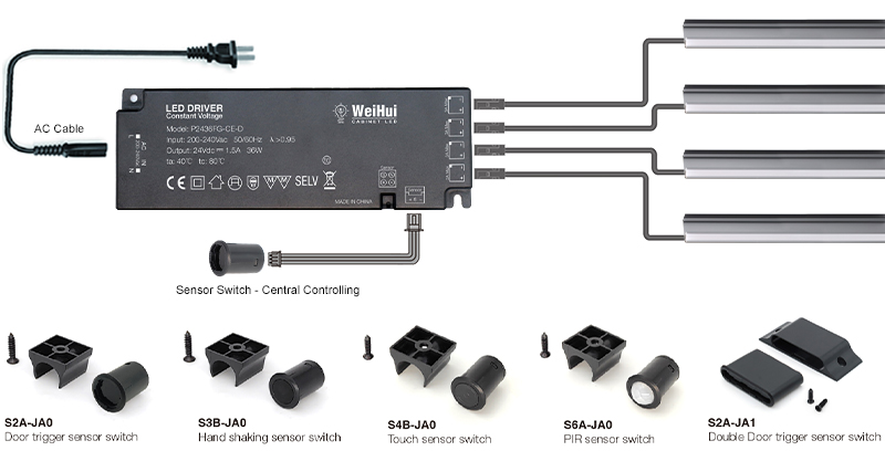 MH06B-LED Front shelf cabinet lights-connection2