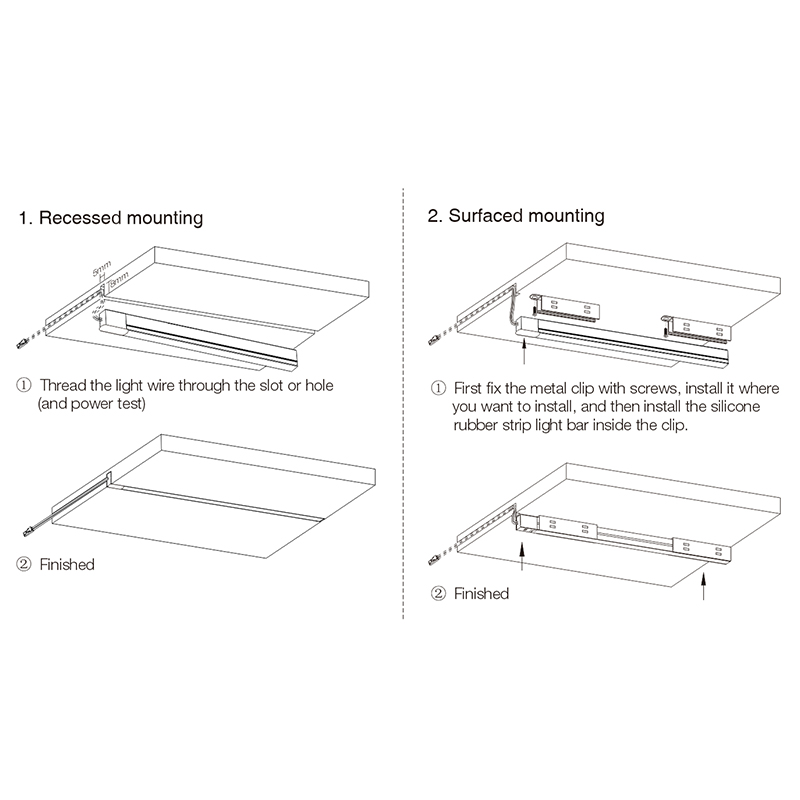 Recessed mounting soft strip light-Installation ways