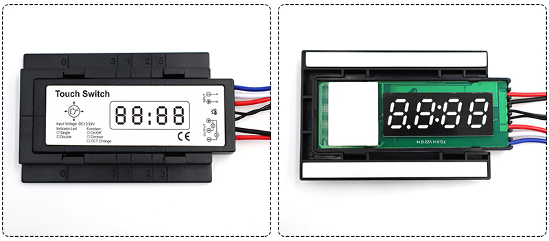 12V Double Button Time Temperature Display Led Light Control Touch Sensor Switch