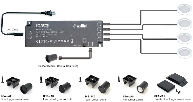 Recessed cabinet LED puck light-Smart Driver connection